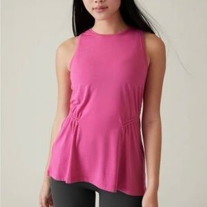 Athleta Air Out Cinch Tank in Fuchsia Pink Full Length Workout Top
